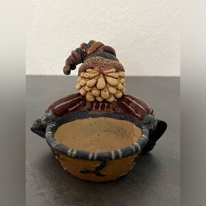 VTG Santa's Workbench Tea Light Votive Small Christmas Candle Holder Santa Claus